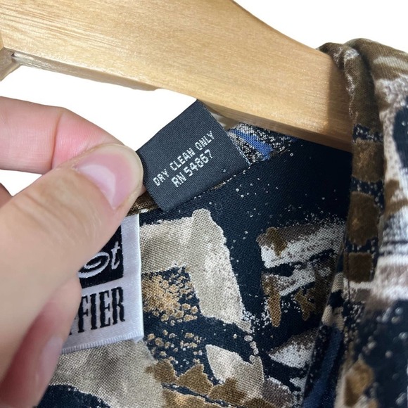 Vintage 80’s Paul at Duffier Button Down Shirt Abstract Print Brown Blue Medium - Picture 12 of 12